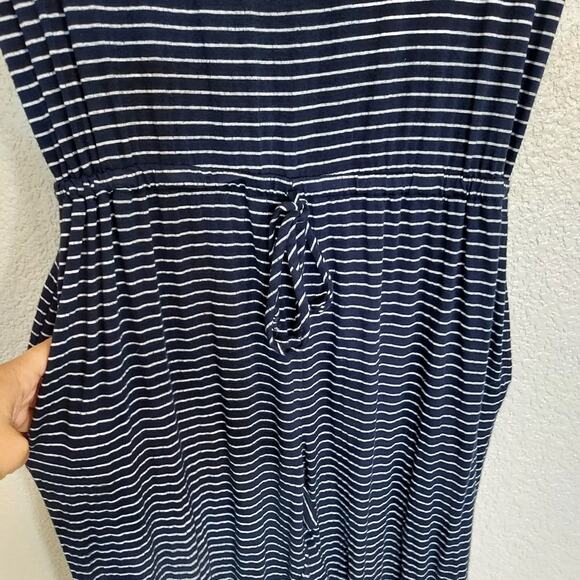 🔴3/$20 Daisy Navy White Striped Pants Romper Size L - Picture 5 of 13